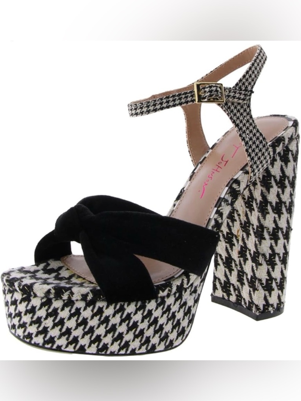 Betsey Johnson Melanni Houndstooth & Velvet Platform Sandals - Size 11 (NIB)